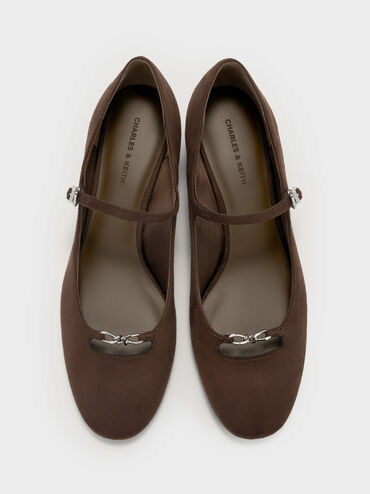 Gi&agrave;y b&uacute;p b&ecirc; đế cao Shila, Dark Brown Textured, hi-res
