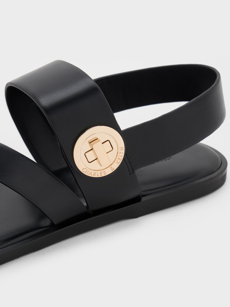 Giày sandals Yara Turn Lock Strappy, Đen, hi-res