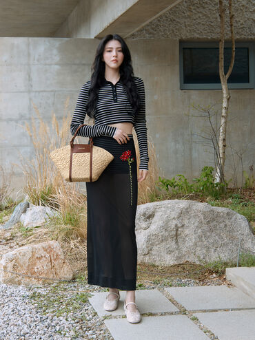 Meja Floral Mary Jane Flats, White, hi-res