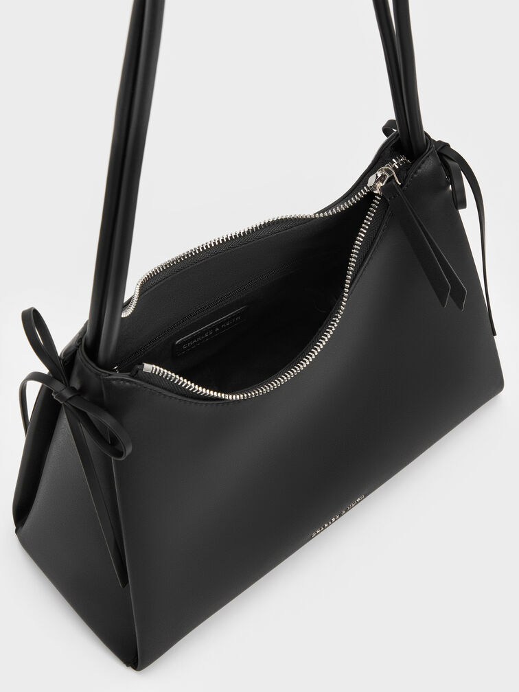 Hazel Bow Hobo Bag, Noir, hi-res