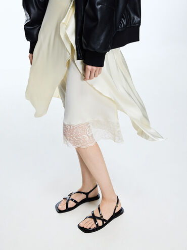 Strappy Crossover Slingback Sandals, Black Boxed, hi-res