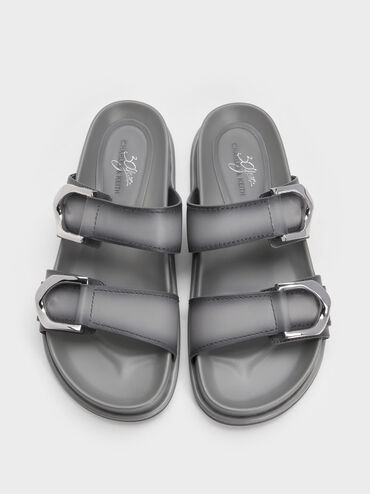 Gabine Leather Ombre Buckled Sandals, Light Grey, hi-res