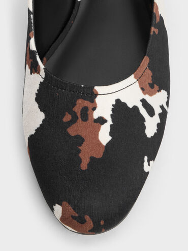 Franca Cow-Print Mary Jane Pumps, Animal Print Natural, hi-res