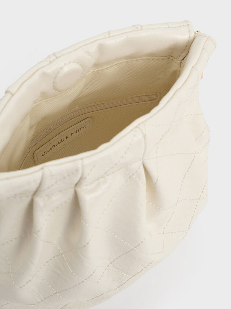 Balo phom chữ nhật Duo Chain-Handle Two-Way, Kem, hi-res