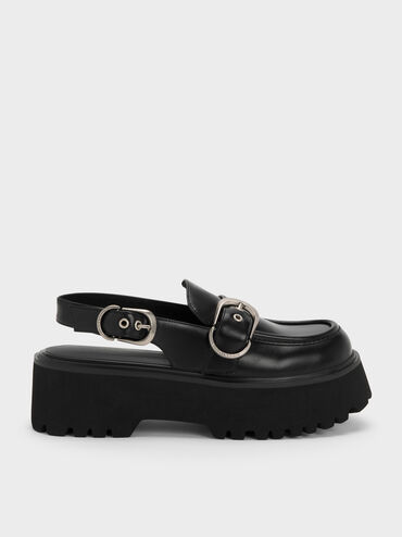 Eliot Platform Slingback Loafers, Black, hi-res