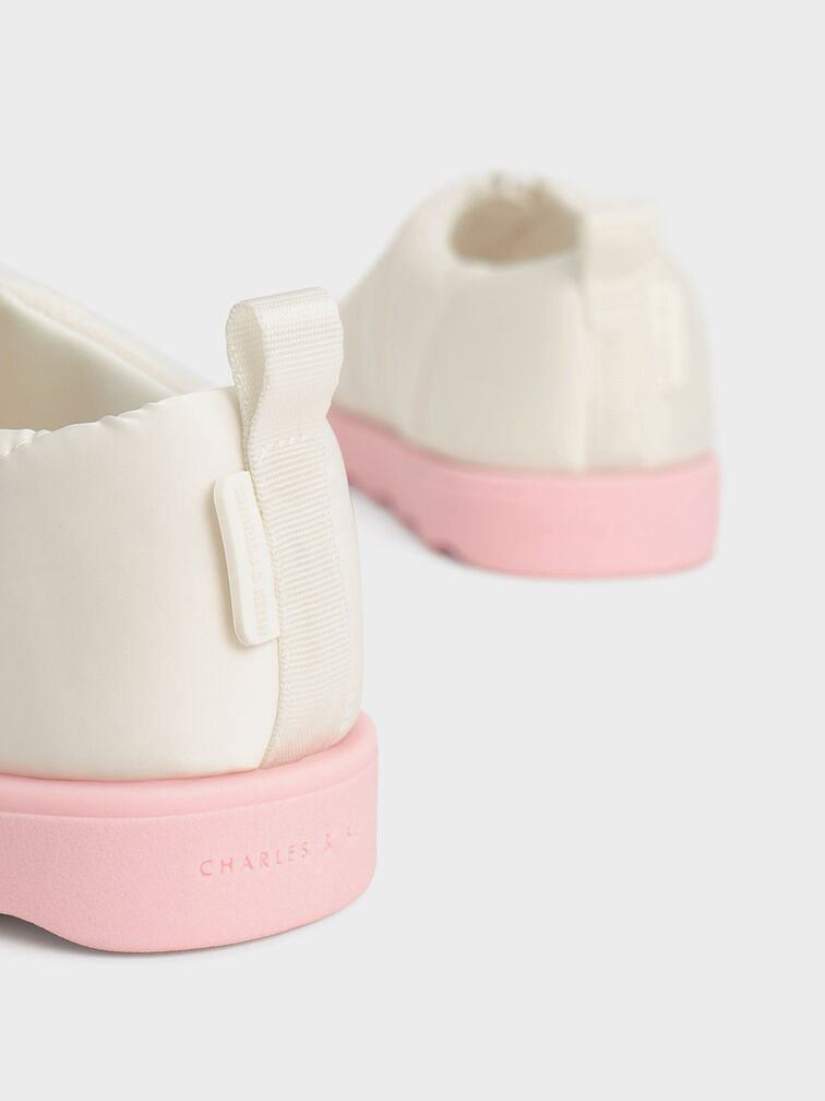 Giày loafer trẻ em Puffy Nylon Panelled, Phấn, hi-res
