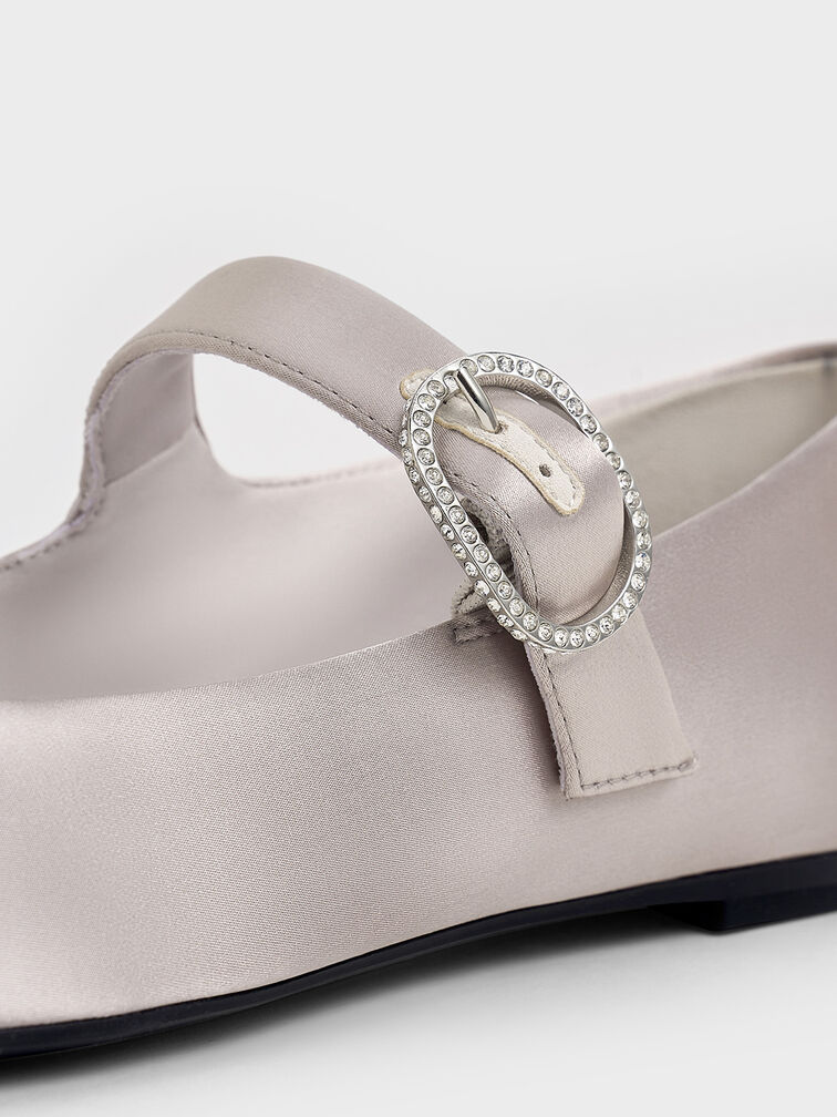 Gi&agrave;y b&uacute;p b&ecirc; Jannie Satin Crystal-Buckle, X&aacute;m nhạt, hi-res