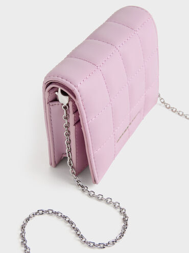 Cassia Quilted Wallet On Chain, Glycine, hi-res