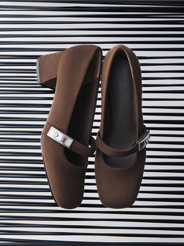 Gi&agrave;y cao g&oacute;t b&iacute;t mũi Lando Faux Suede, Dark Brown Textured, hi-res