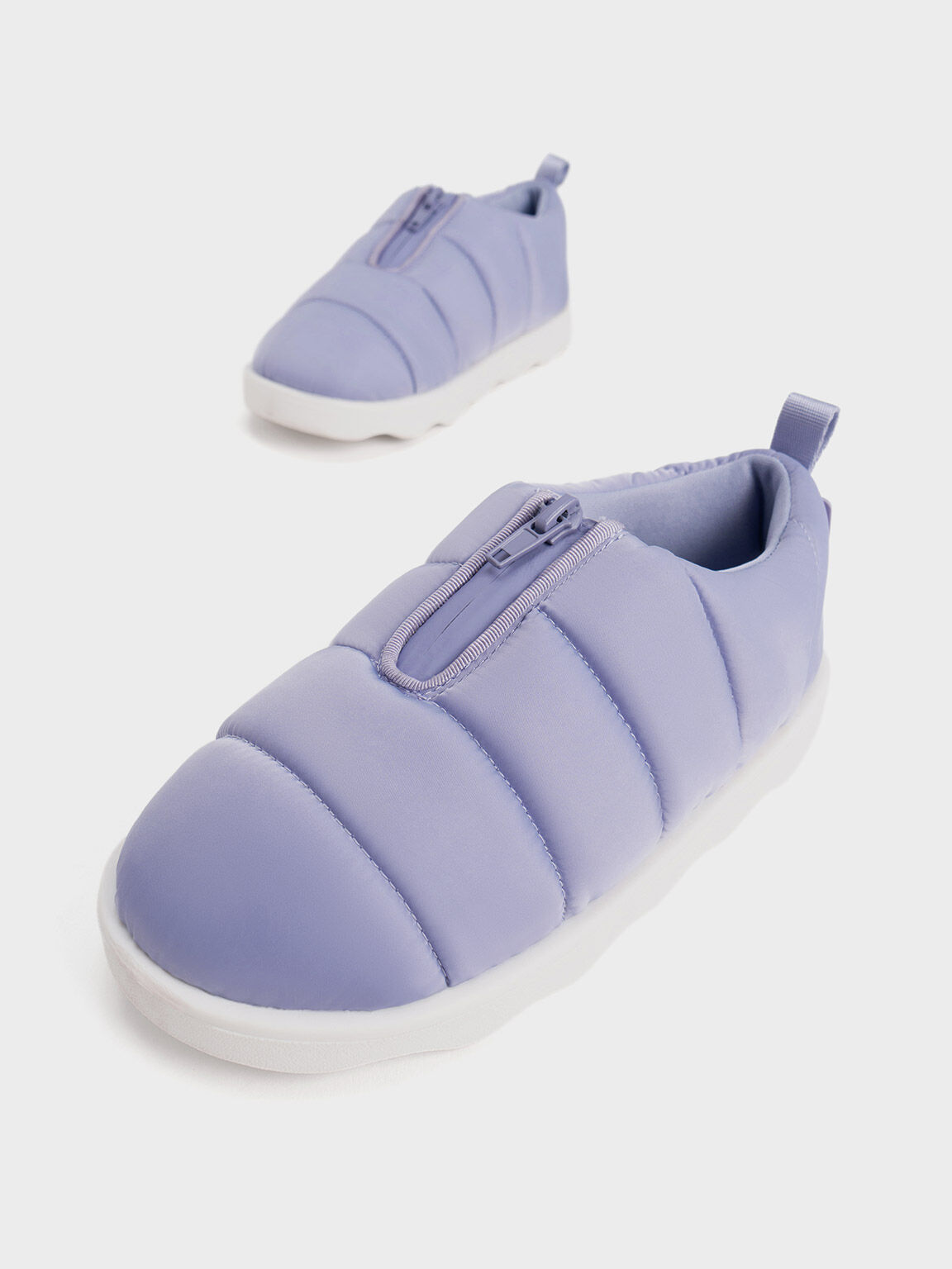 Giày loafer trẻ em Puffy Nylon Panelled, Xám hoa lilac, hi-res