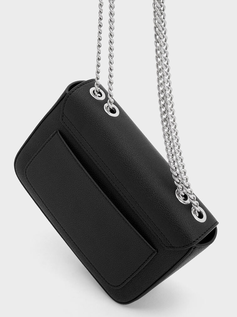 Sue Chain-Strap Shoulder Bag, Noir, hi-res