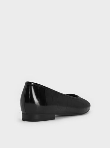 Griselda Eel-Effect Ballet Flats, Animal Print Black, hi-res