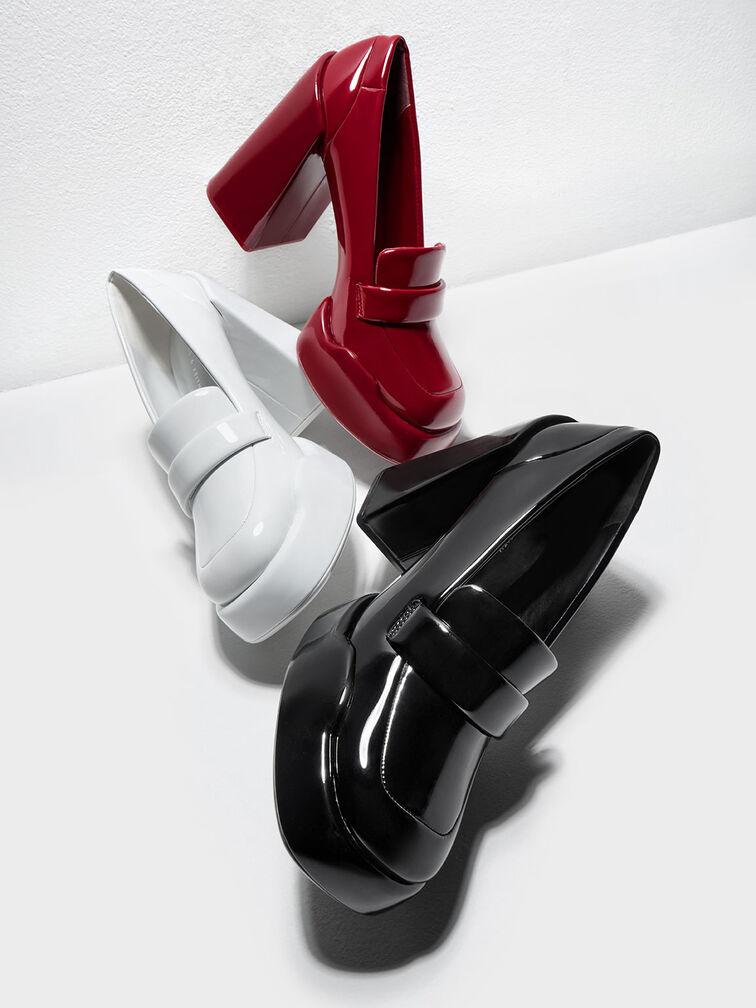 Giày cao gót đế trụ Lula Patent Loafer, Đỏ, hi-res