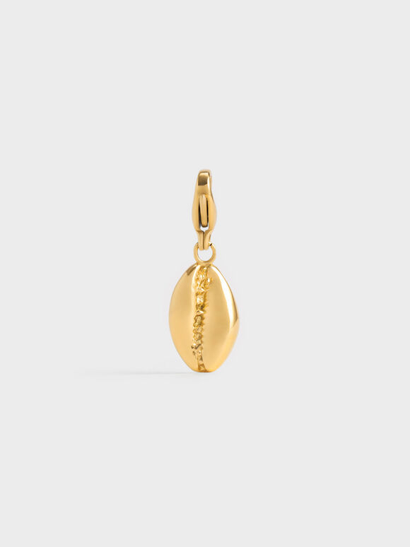 Cowrie Seashell Charm, Gold, hi-res
