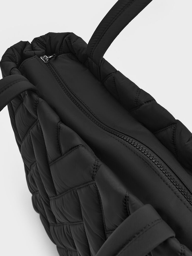T&uacute;i tote h&igrave;nh thang Nylon Chevron, Jet Black, hi-res