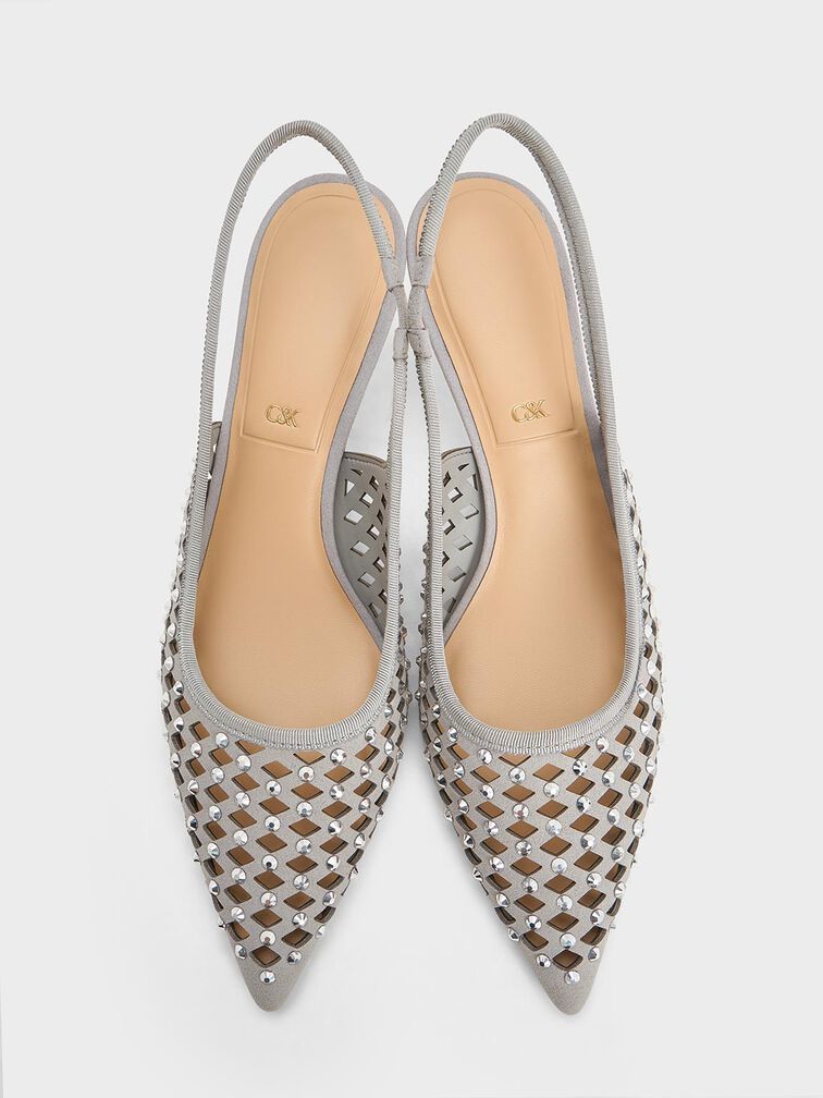 Gi&agrave;y sandals cao g&oacute;t Studded Cut-Out, X&aacute;m nhạt, hi-res