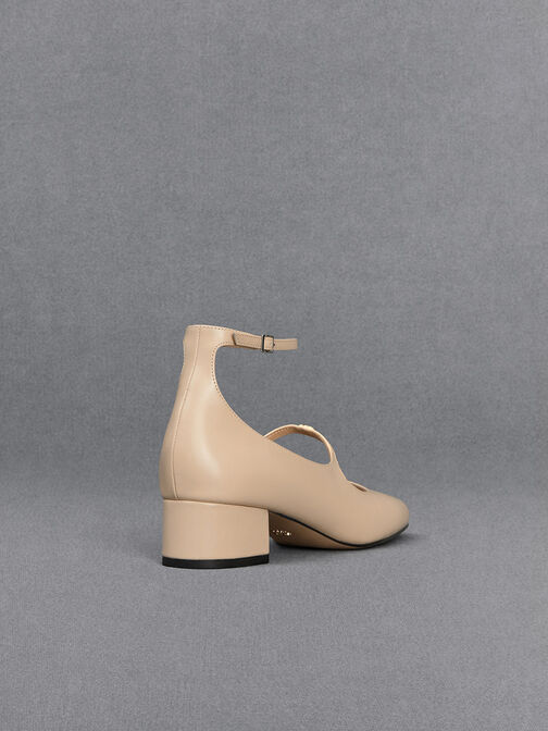 Claire Leather Mary Jane Pumps, Beige, hi-res