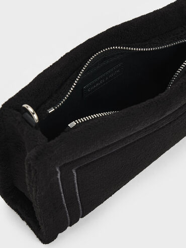 Túi đeo vai phom chữ nhật Loey Textured, Đen, hi-res