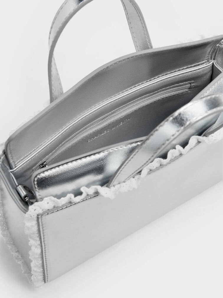 T&uacute;i x&aacute;ch phom chữ nhật Raina Metallic, Bạc, hi-res