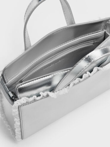 T&uacute;i x&aacute;ch phom chữ nhật Raina Metallic, Bạc, hi-res