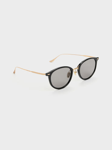 Minnow Metal-Rim Round Sunglasses, Black, hi-res