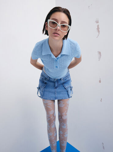 Kính mát gọng mắt mèo Maeva, Phấn, hi-res