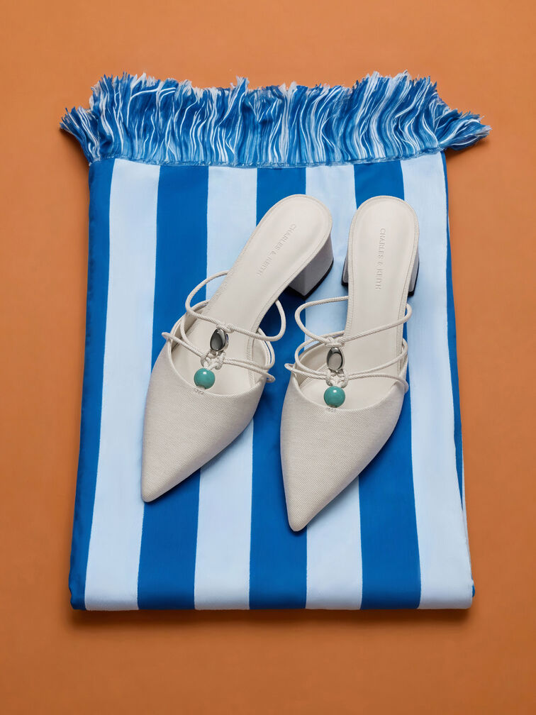 Gi&agrave;y mules cao g&oacute;t Georgie Linen, Phấn, hi-res
