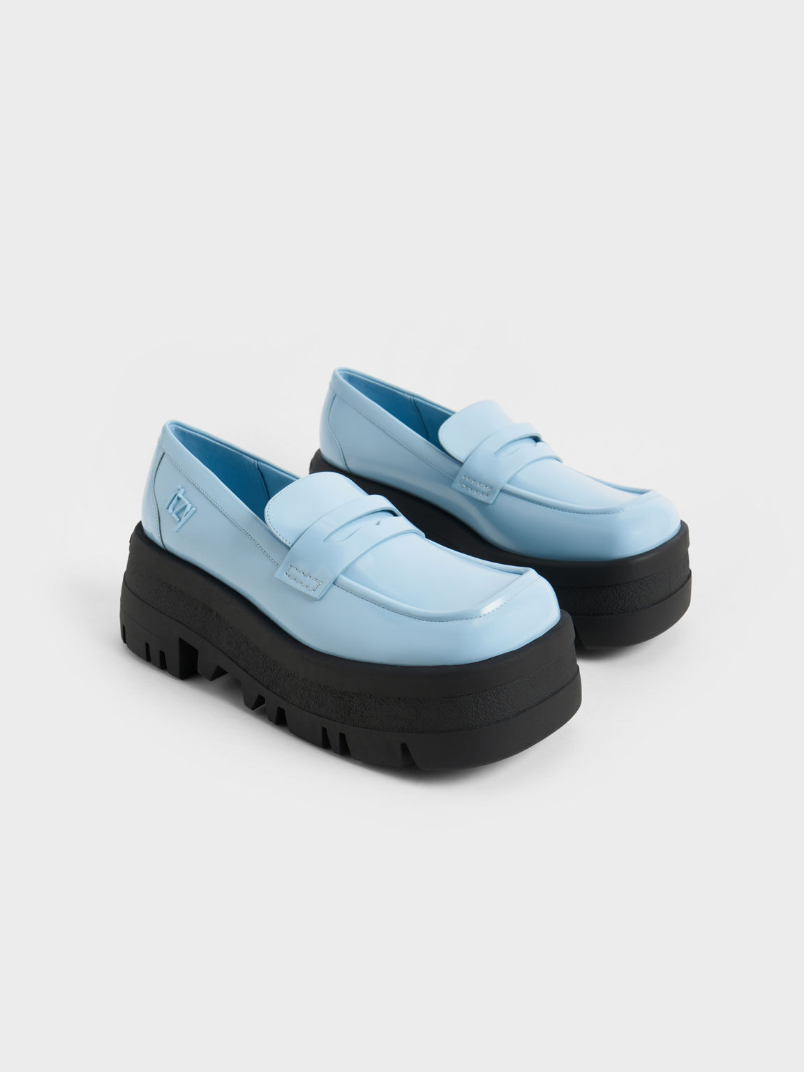 Rainier Chunky Platform Penny Loafers, Light Blue, hi-res