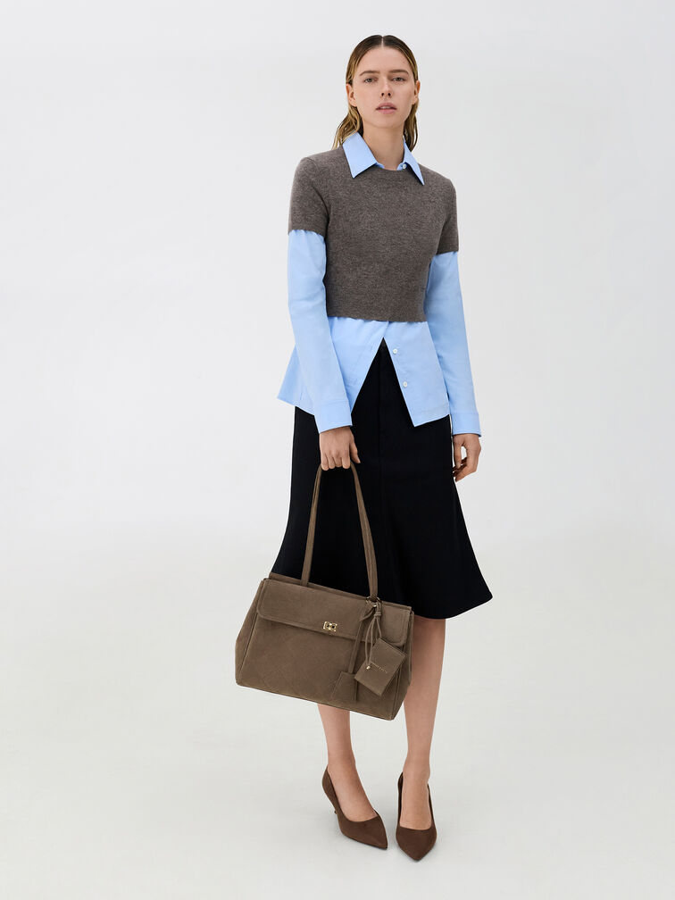 T&uacute;i tote chần b&ocirc;ng XL Apfra, Stone Grey, hi-res