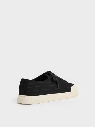 Two-Tone Lace-Up Sneakers, Black Textured, hi-res