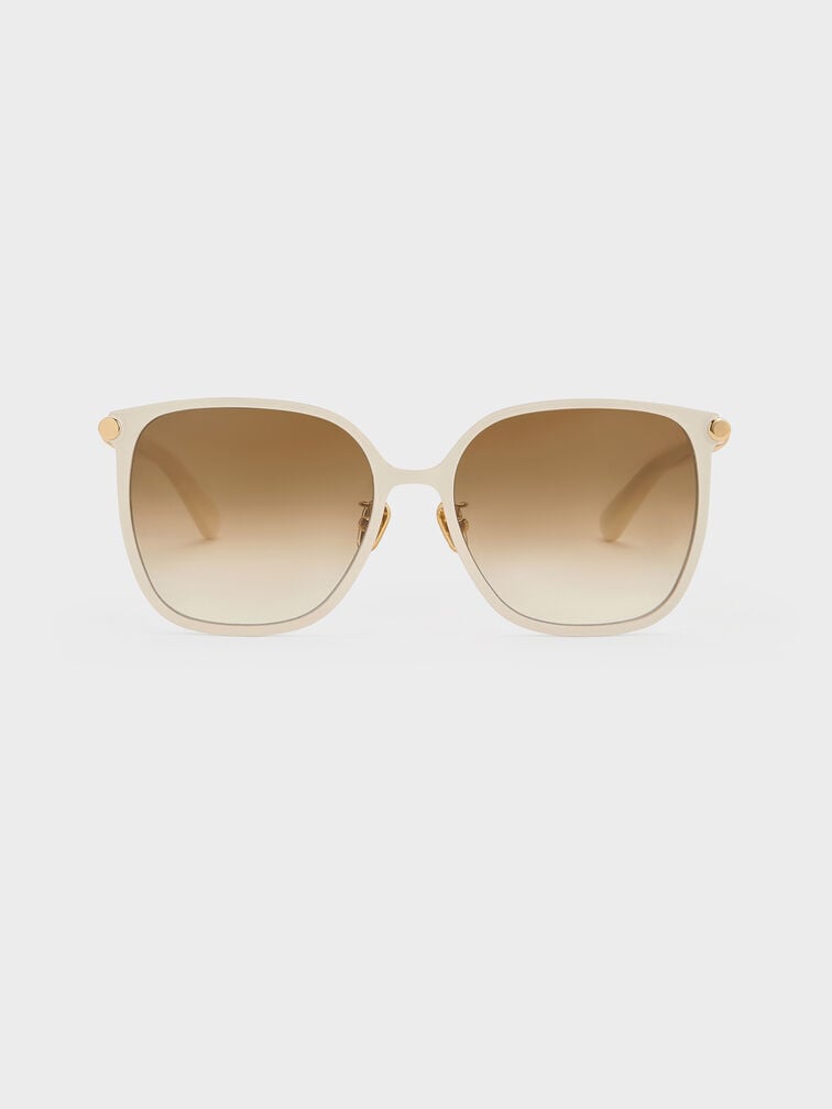 Ophelia Metallic-Accent Square Sunglasses, Cream, hi-res