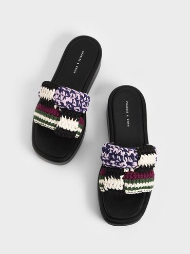 Knitted Platform Sandals, Multi, hi-res