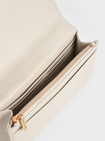 V&iacute; chữ nhật d&aacute;ng d&agrave;i Paffuto Chain Handle Quilted, Kem, hi-res