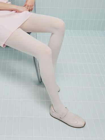 Giày búp bê mũi tròn Jace Suede, Phấn, hi-res