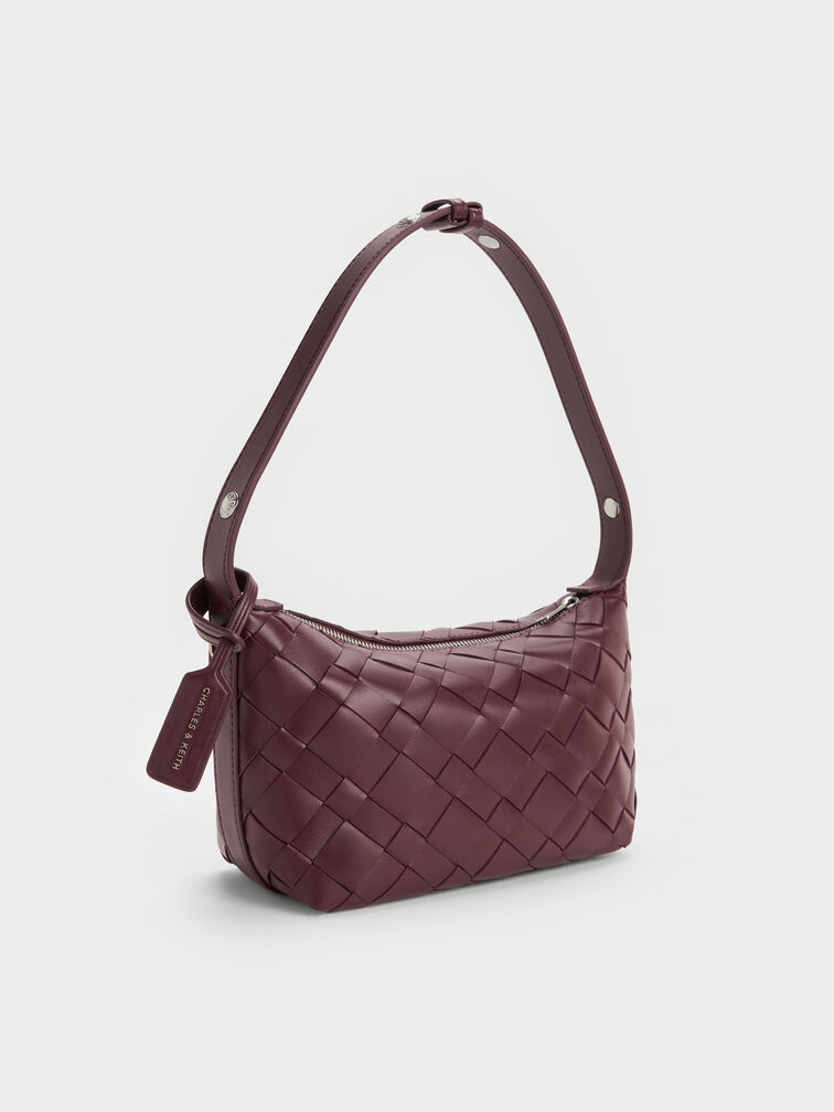 T&uacute;i đeo vai phom chữ nhật Ivette Woven, Wineberry Red, hi-res
