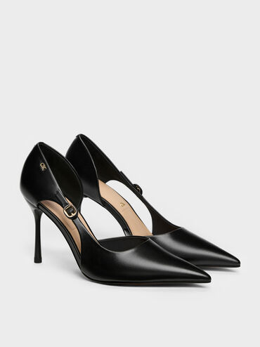 Gi&agrave;y cao g&oacute;t b&iacute;t mũi Leather, Đen, hi-res