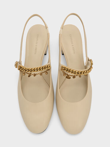 Gi&agrave;y sandals cao g&oacute;t Double-Chain Charm phấn, Phấn, hi-res