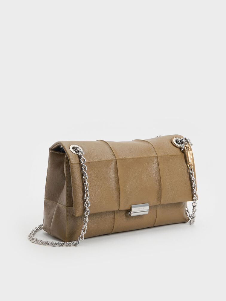 T&uacute;i đeo vai nắp gập Delfina, Walnut Brown, hi-res
