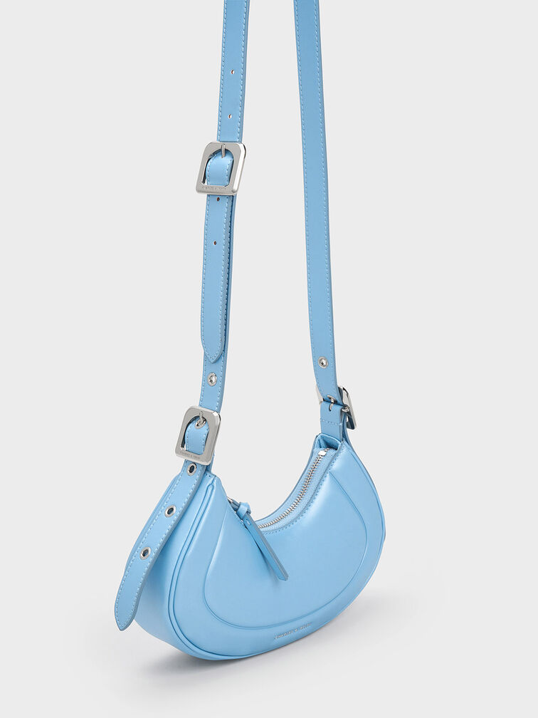 Túi đeo vai hình thang Petra Curved, Xanh blue, hi-res
