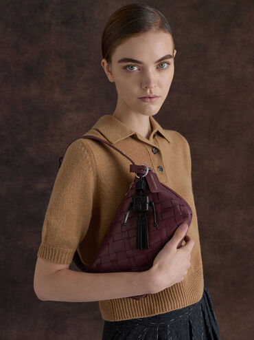 Ivette Woven Robot Bag Charm, Noir, hi-res