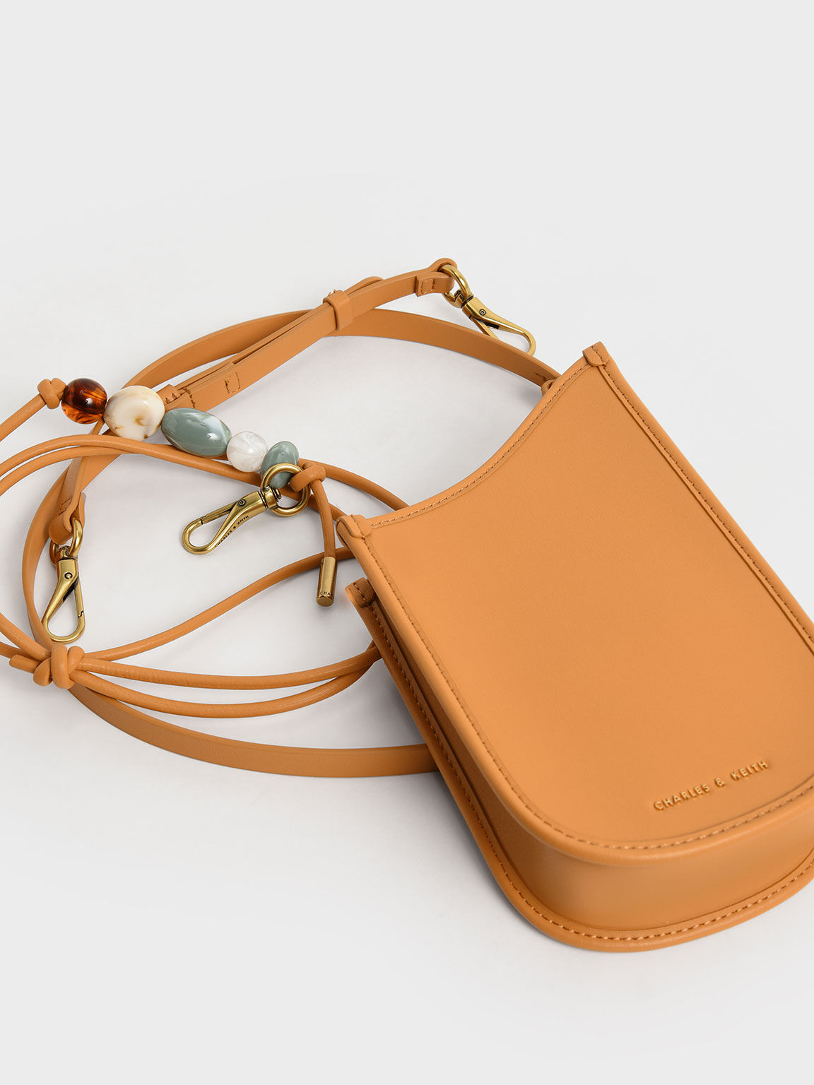Aviary Bead-Embellished Strap Phone Pouch, Pumpkin, hi-res