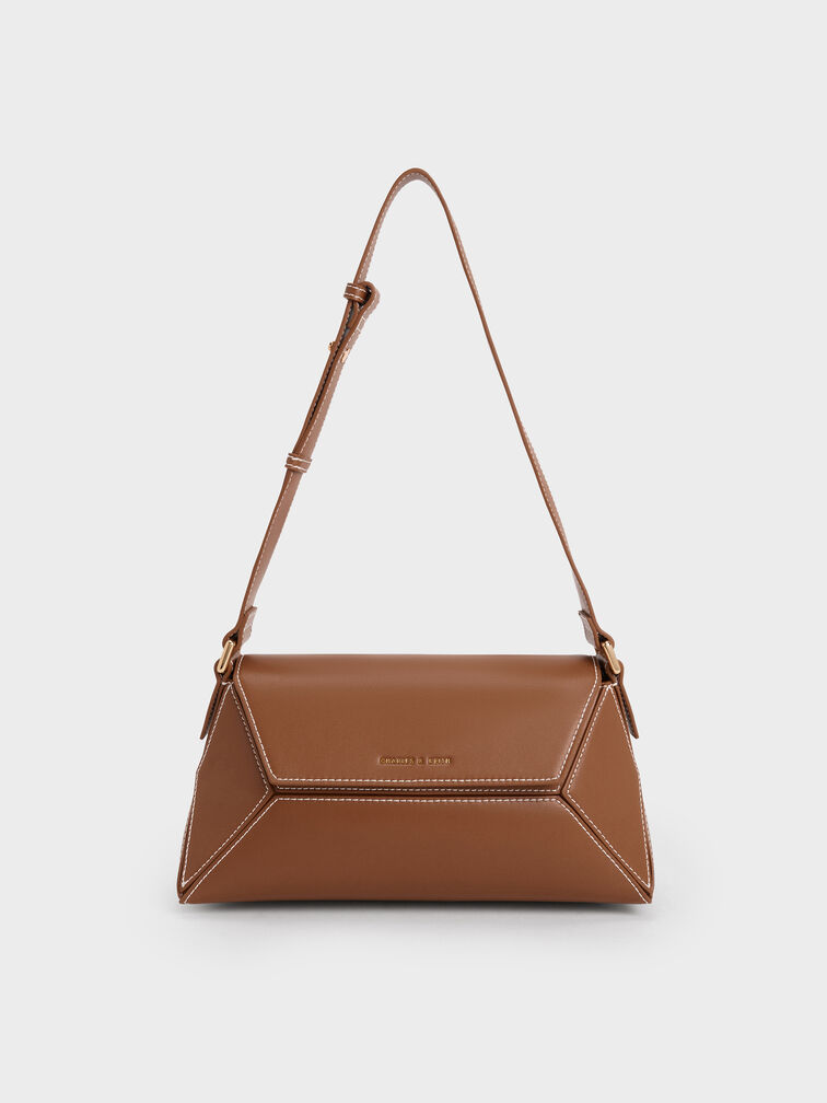Nasrin Geometric Shoulder Bag, Chocolate, hi-res