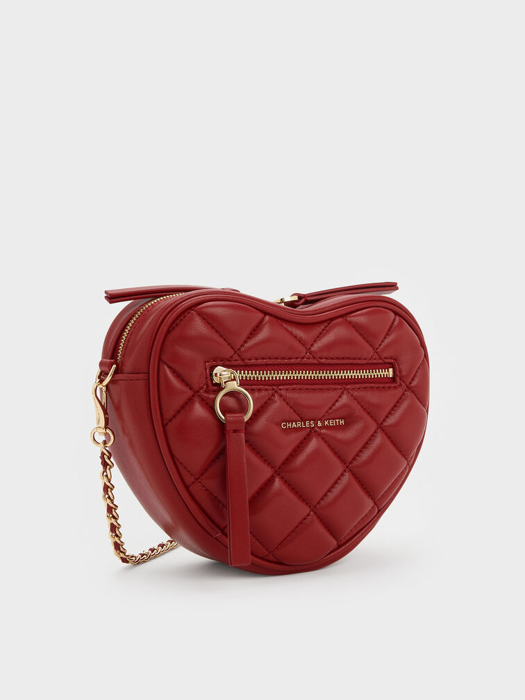 Paffuto Quilted Heart Crossbody Bag, Tomato Red, hi-res
