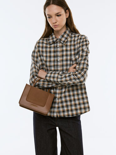 T&uacute;i tote phom chữ nhật Mini Daylla, N&acirc;u mocha, hi-res