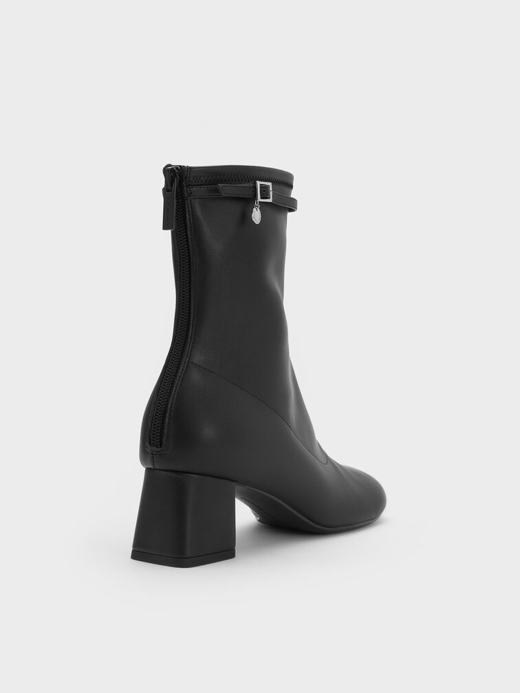 Belted Block-Heel Ankle Boots, Black, hi-res