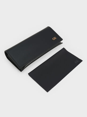 Recycled Acetate Angular Sunglasses, Jet Black, hi-res