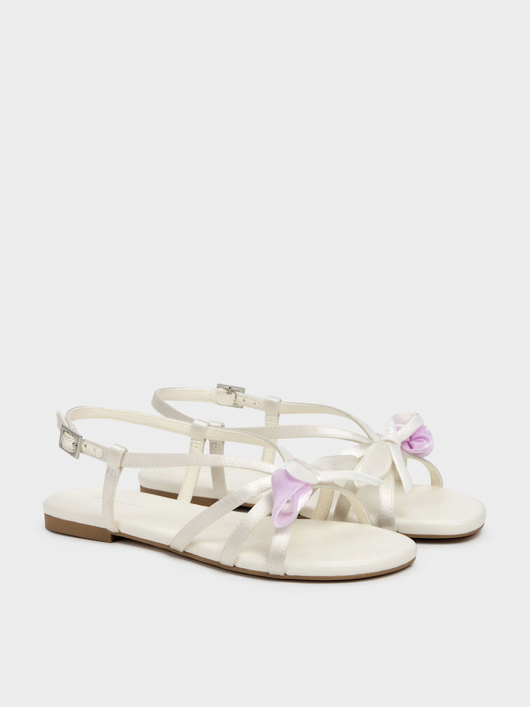 Gi&agrave;y sandals b&eacute; g&aacute;i Bow Flower-Pearl, Trắng, hi-res