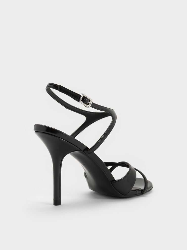 Gi&agrave;y sandals cao g&oacute;t Crossover, Đen b&oacute;ng nh&aacute;m, hi-res