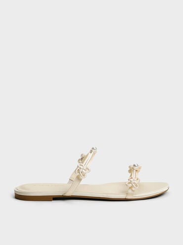 Gi&agrave;y sandals đế bệt Orinda Knot-Pearl, Bơ, hi-res