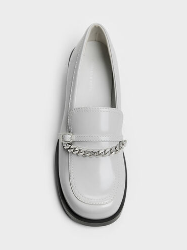 Georgie Chain Loafers, Light Grey, hi-res